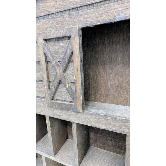 Vintage Wood Barn Shaped Shadow Box Curio Wall Display Shelf 17 X 20" - Picture 3 of 5